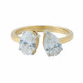 18K Toi et Moi lab-grown diamond engagement ring in gold with pear and round stones — Adira by Love & Diamonds, modern sustainable proposal ring Philippines.