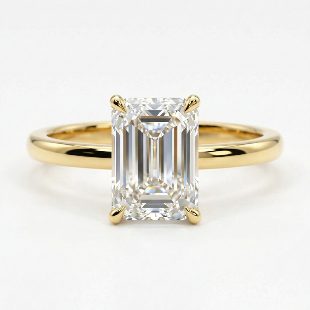 Alisson - Emerald  Hidden Halo Setting