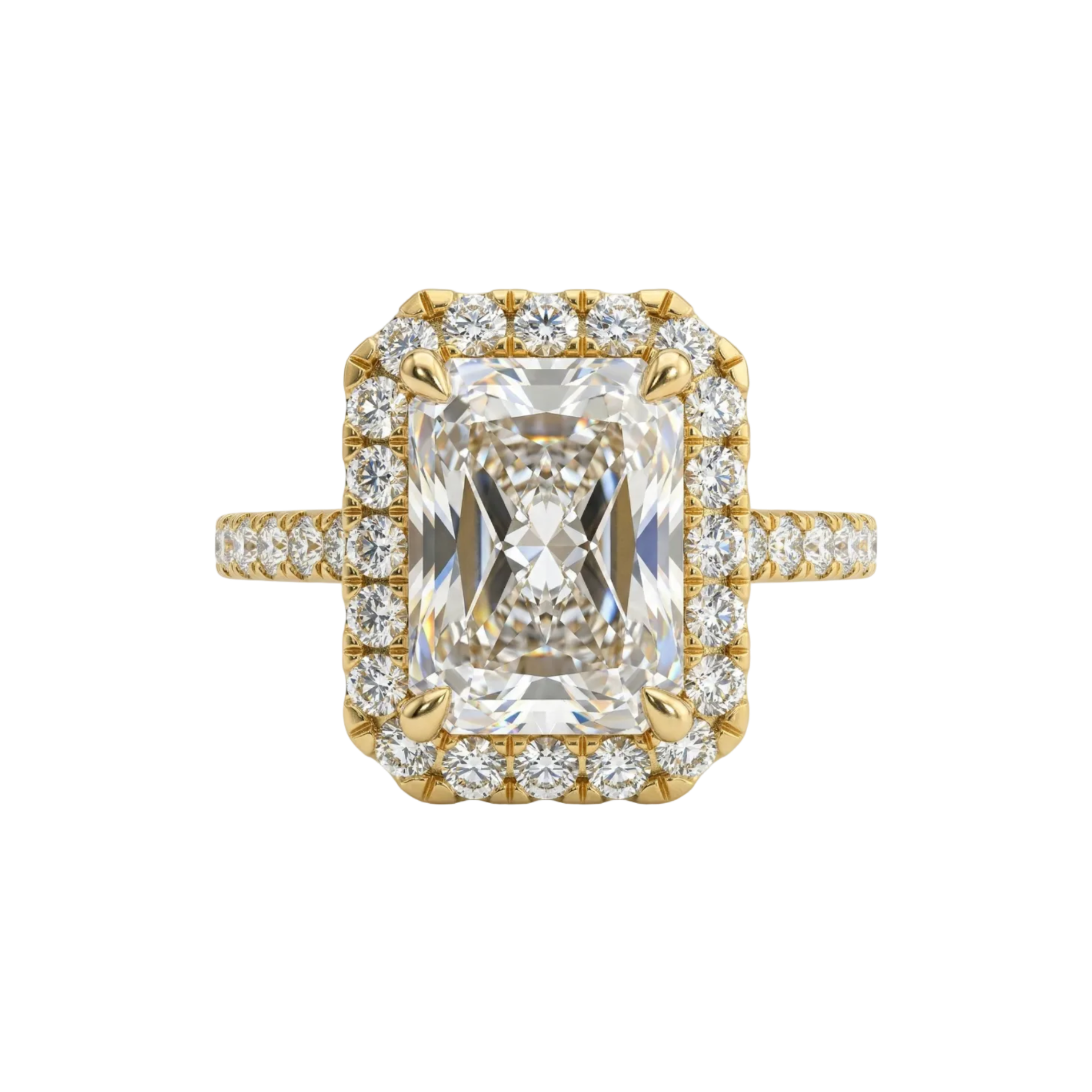 Alisson - Emerald Halo with Pavé Band Setting