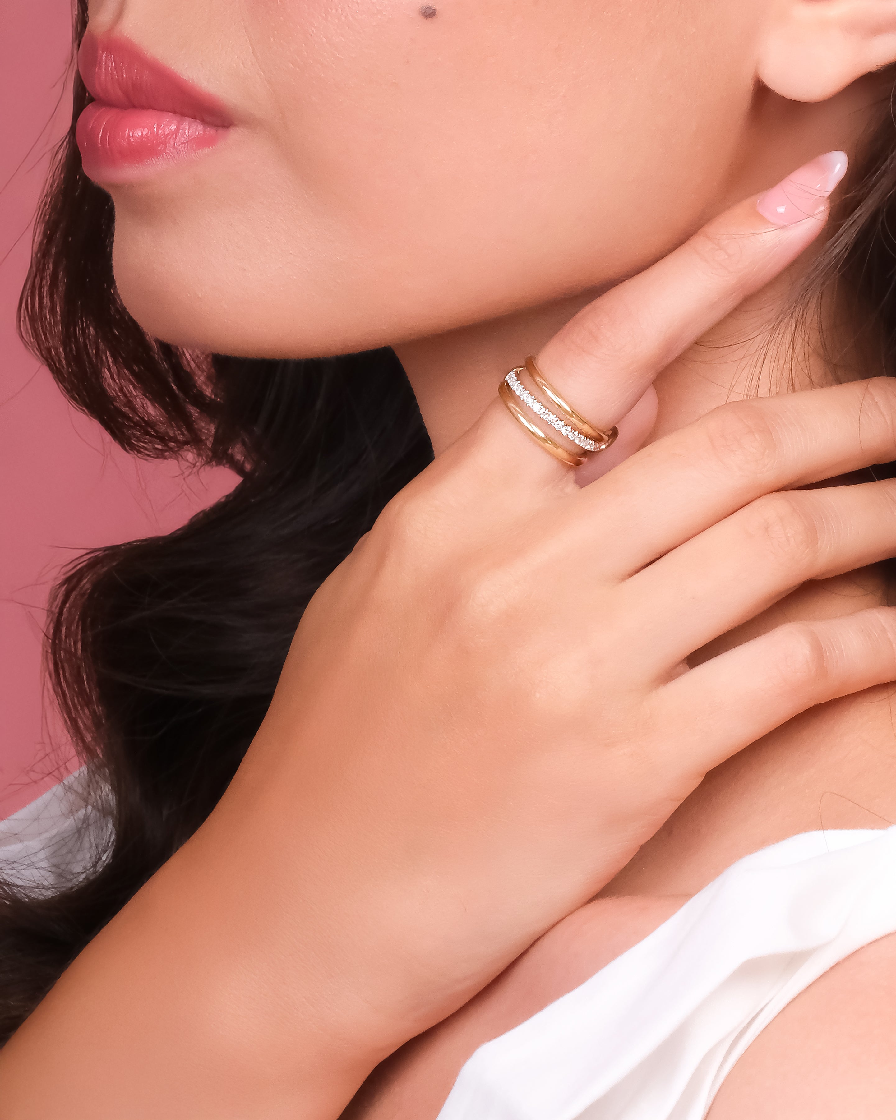Avari Trio Link Pavé Diamond Ring