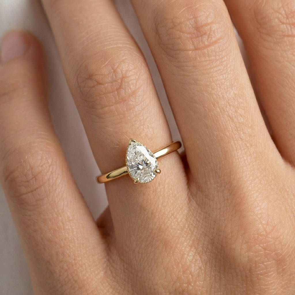 Bonnie - Pear Hidden Halo Setting