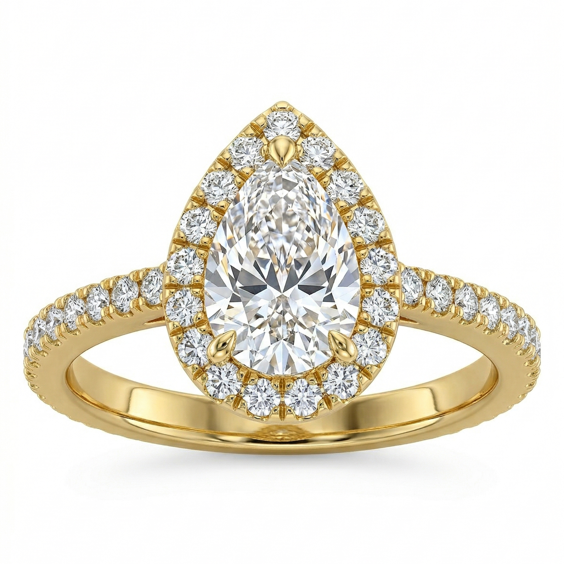 Bonnie - Pear Halo with Pavé Band Setting