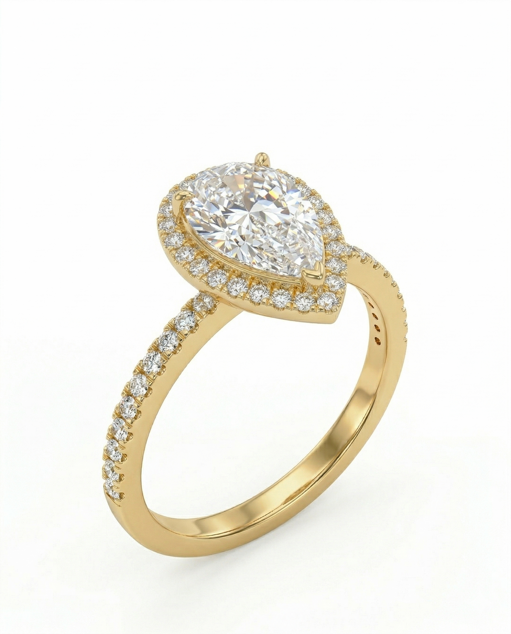 Bonnie - Pear Halo with Pavé Band Setting