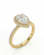 Bonnie - Pear Halo with Pavé Band Setting