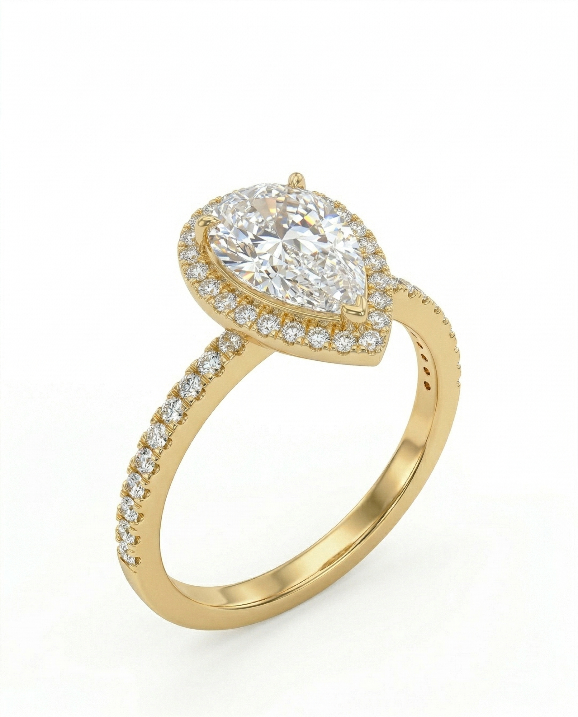 Bonnie - Pear Halo with Pavé Band Setting