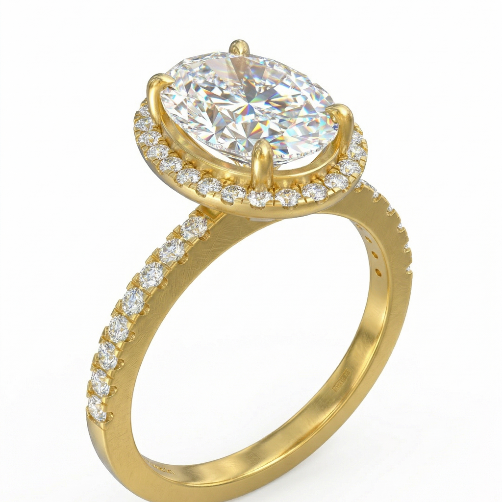 Eulia - Oval Halo with Pavé Band Setting