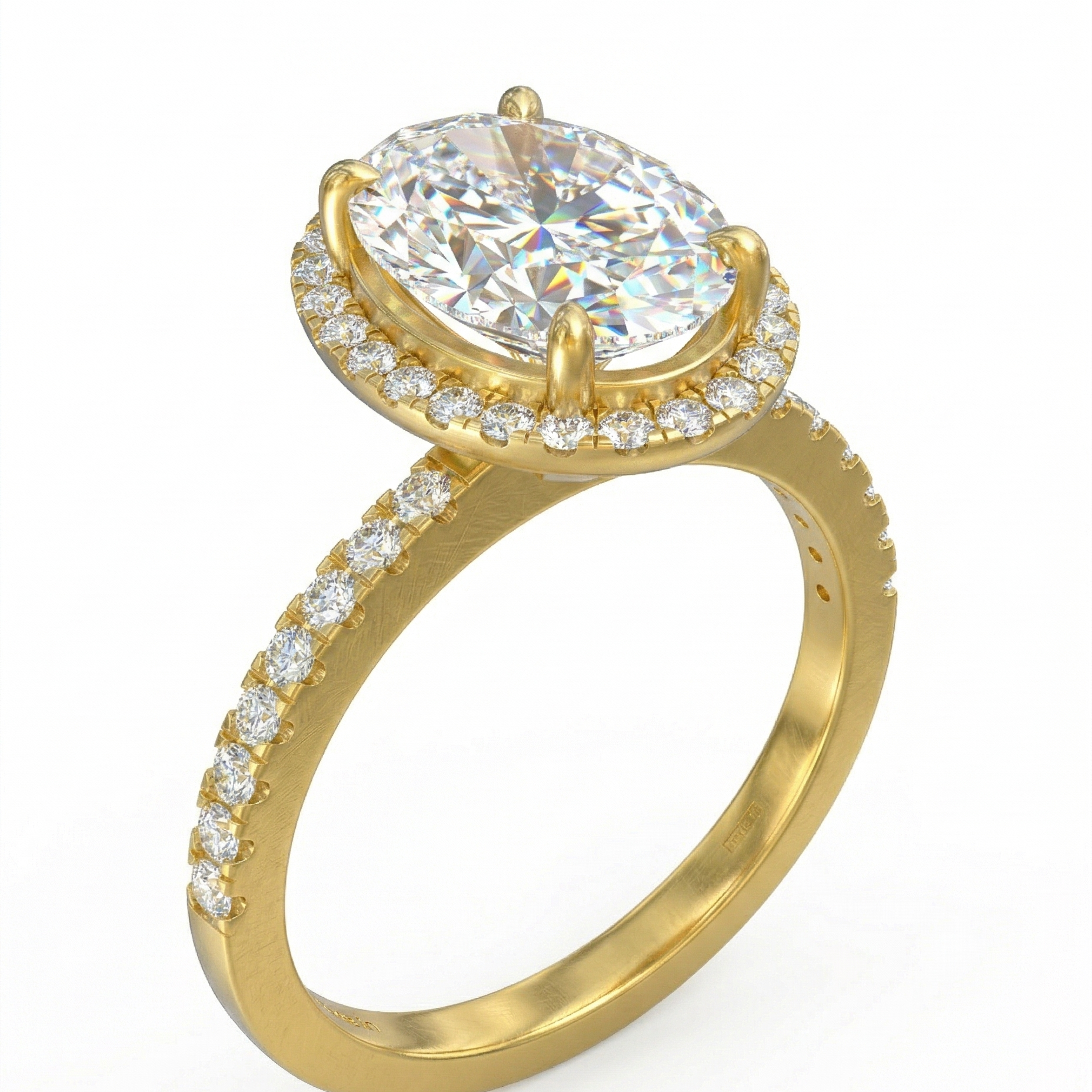 Eulia - Oval Halo with Pavé Band Setting