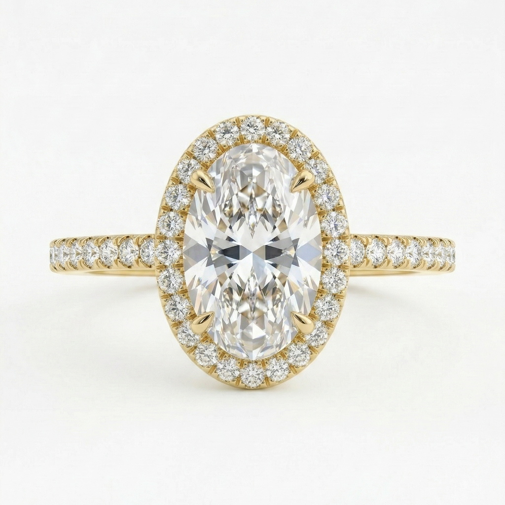 Eulia - Oval Halo with Pavé Band Setting