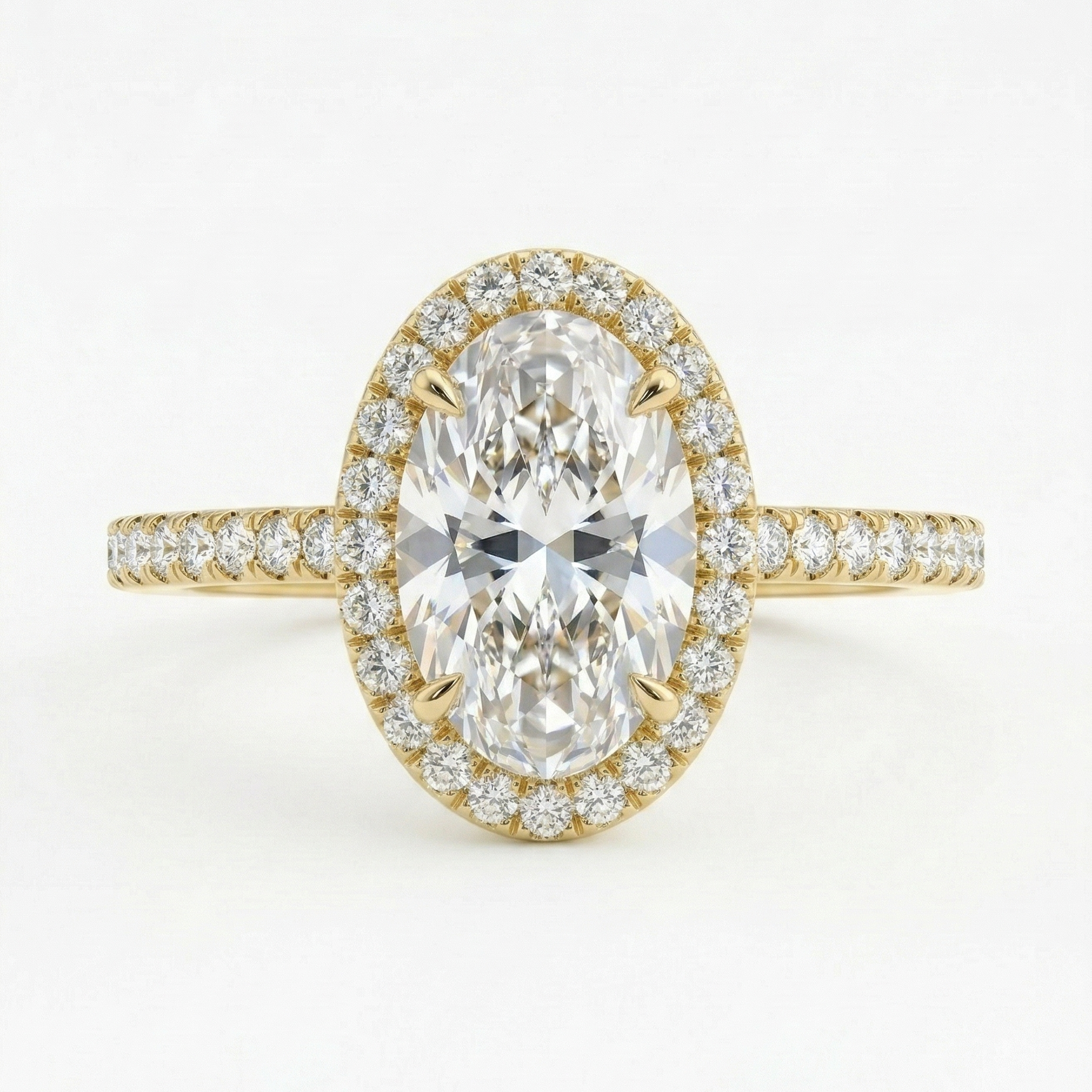 Eulia - Oval Halo with Pavé Band Setting