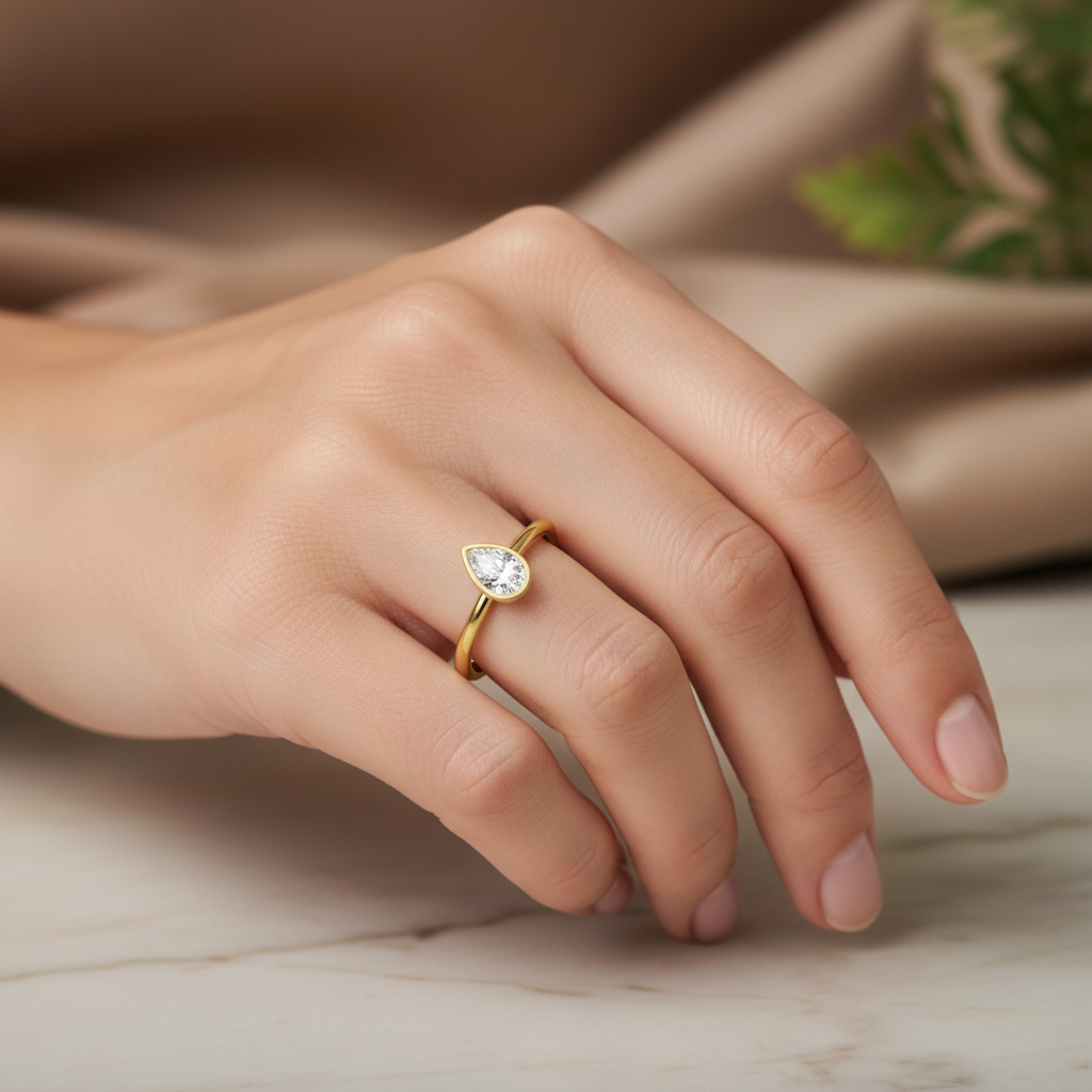 Bonnie – Pear Bezel Solitaire